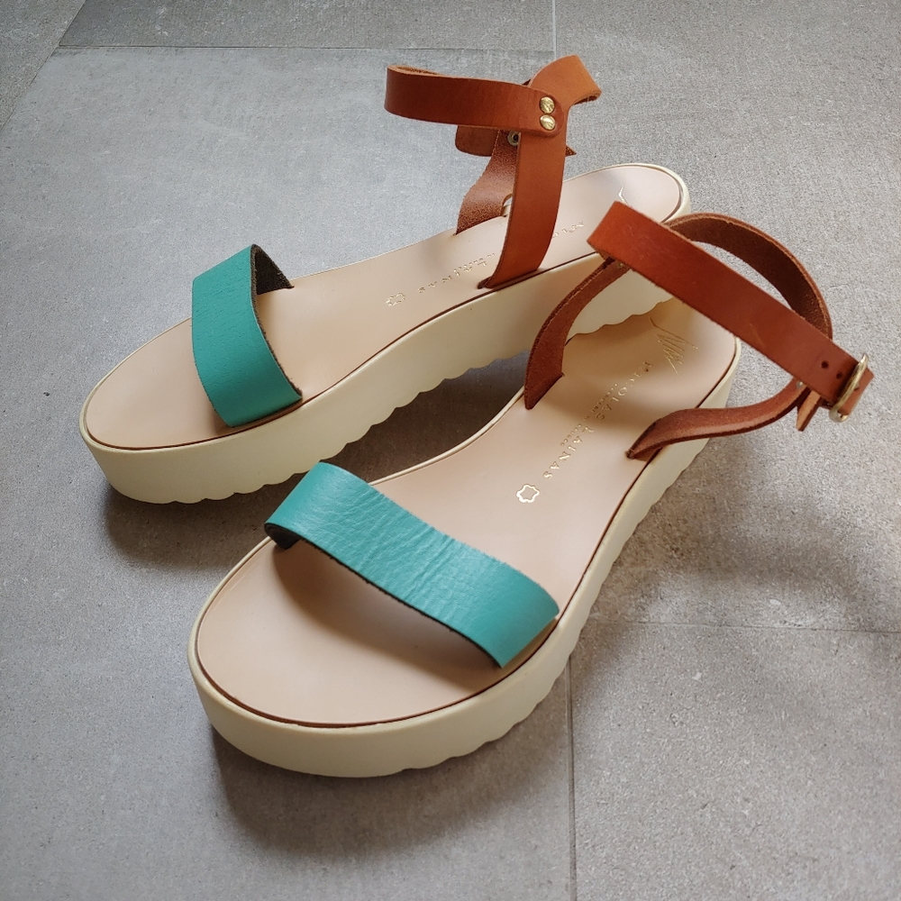 Greek Leather Platform Sandals Nicolas Lainas Size 6 EU 36 - Picture 15 of 15